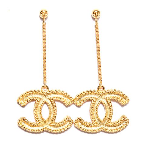 chanel gold metal earrings|cheap gold Chanel earrings.